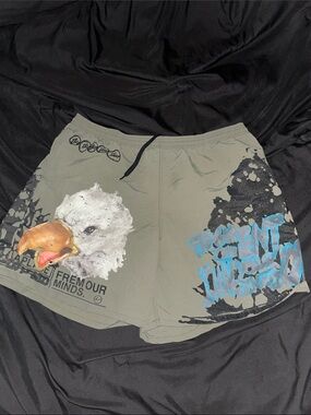 Men's Olive Graphic Swim Shorts with Eagle Print